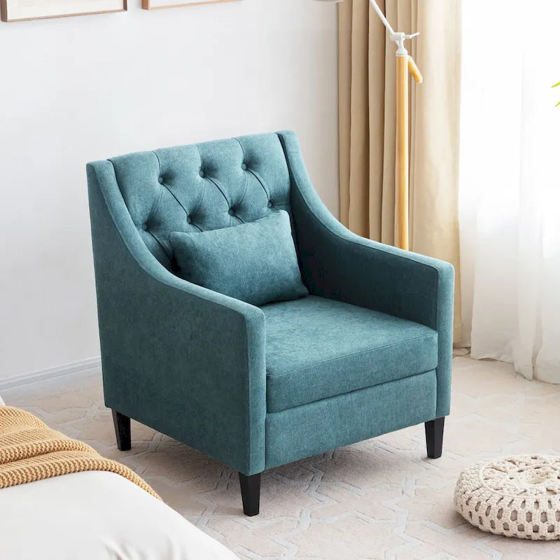 Living Room Chairs, Accent Armchair with lumbar pillow, Elegant Bedroom Reading Chair, Mid-Century Upholstered Sofa Chair