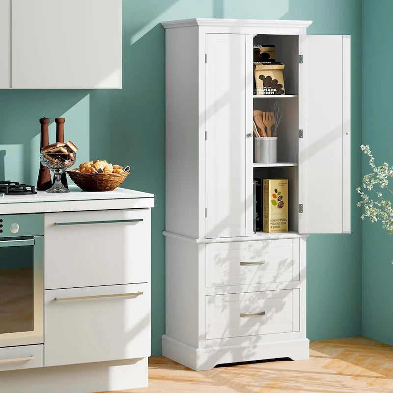 62 Tall Bathroom Freestanding Floor Storage Cabinet with 2 - 24 x 16 x 62 (L x W x H)