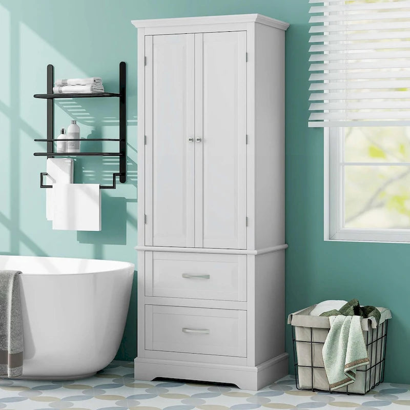 62 Tall Bathroom Freestanding Floor Storage Cabinet with 2 - 24 x 16 x 62 (L x W x H)