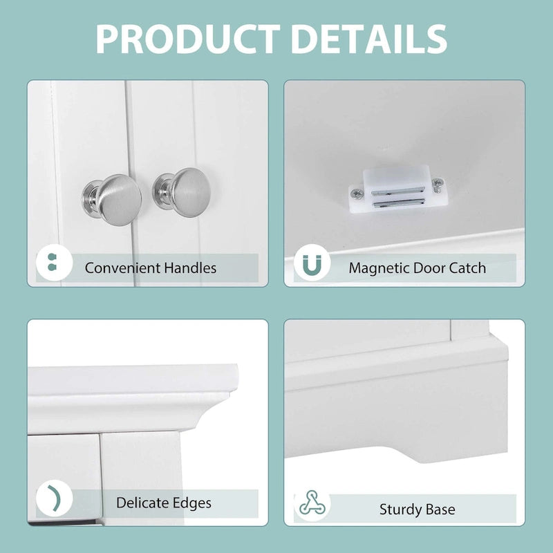 62 Tall Bathroom Freestanding Floor Storage Cabinet with 2 - 24 x 16 x 62 (L x W x H)