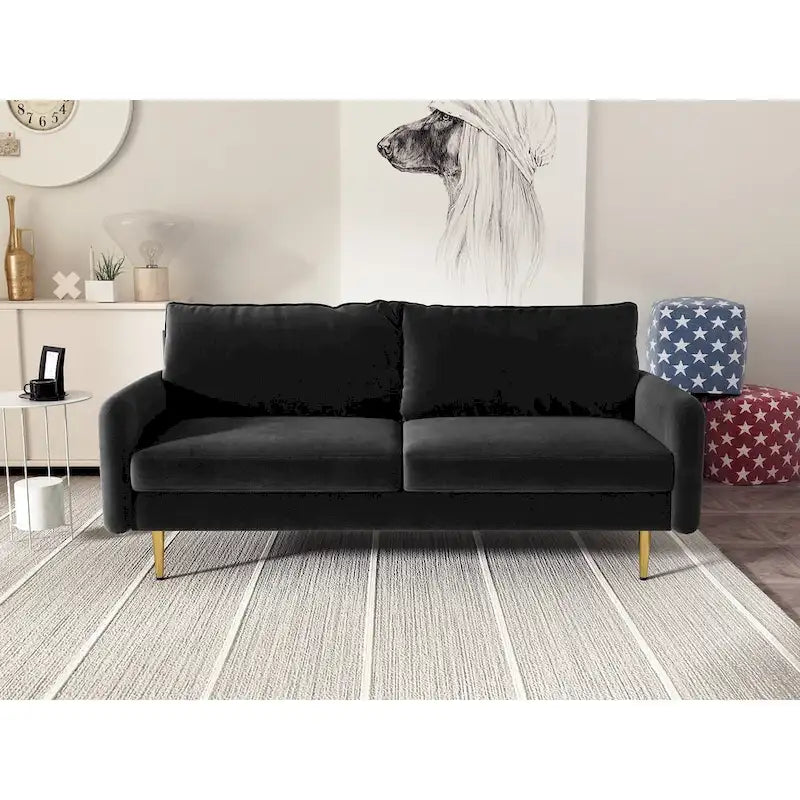 70 Velvet Square Arm Sofa