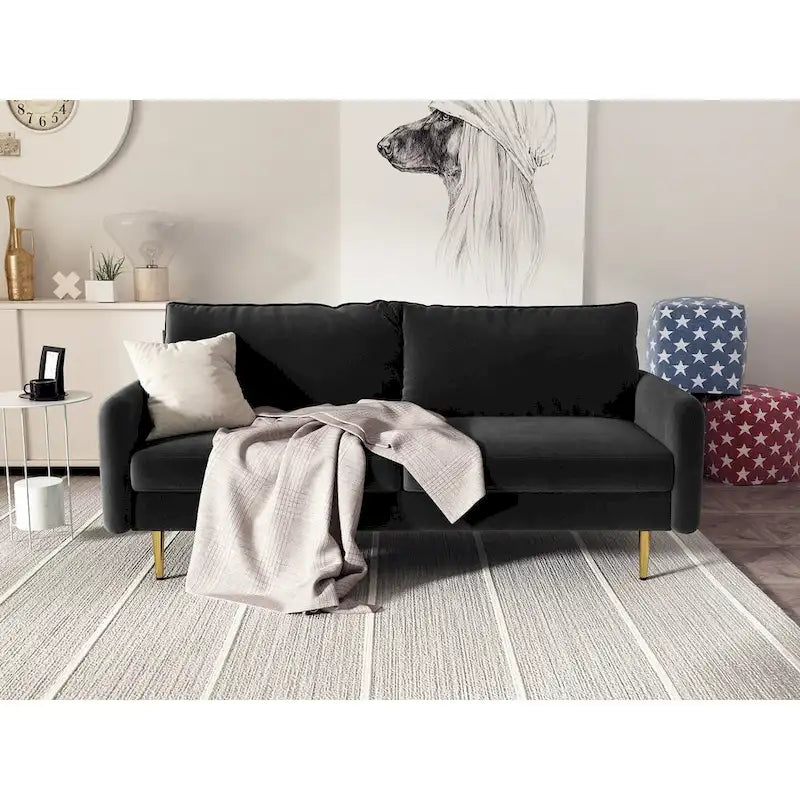70 Velvet Square Arm Sofa