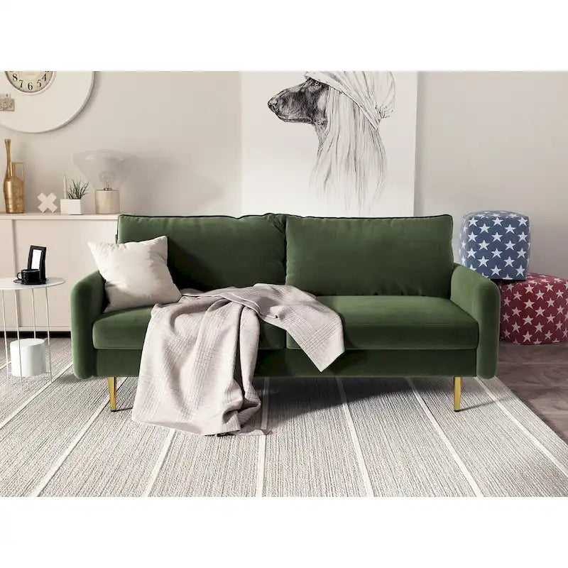 70 Velvet Square Arm Sofa