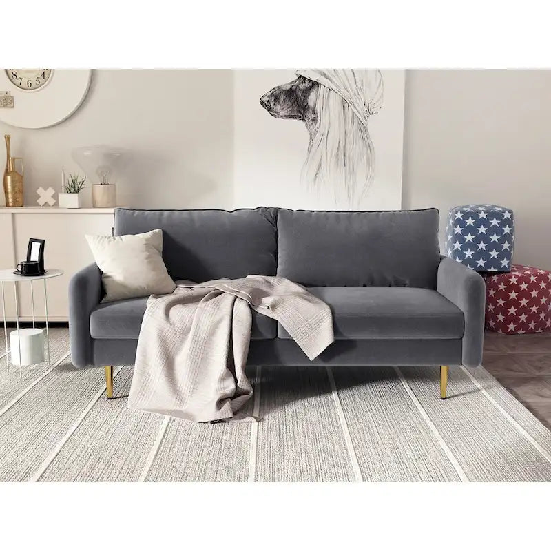 70 Velvet Square Arm Sofa