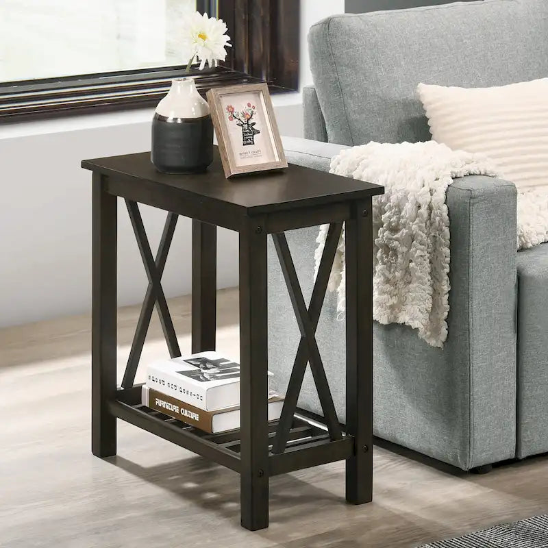 12-inch Faux Marble 1-Shelf Side Table