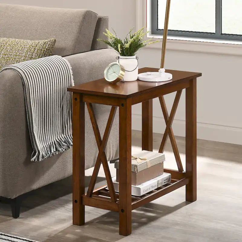 12-inch Faux Marble 1-Shelf Side Table