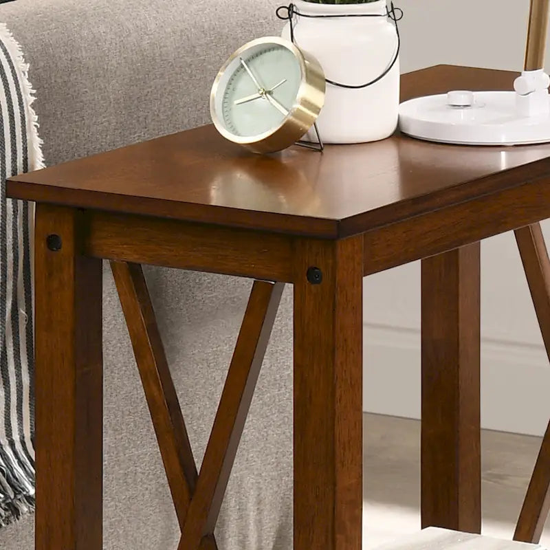 12-inch Faux Marble 1-Shelf Side Table