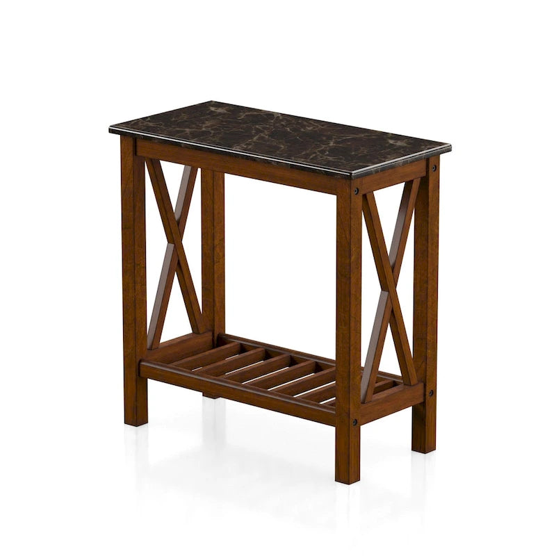 12-inch Faux Marble 1-Shelf Side Table