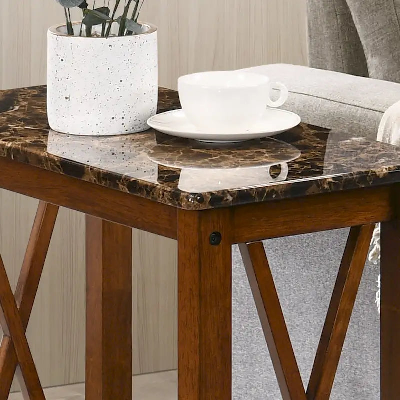 12-inch Faux Marble 1-Shelf Side Table