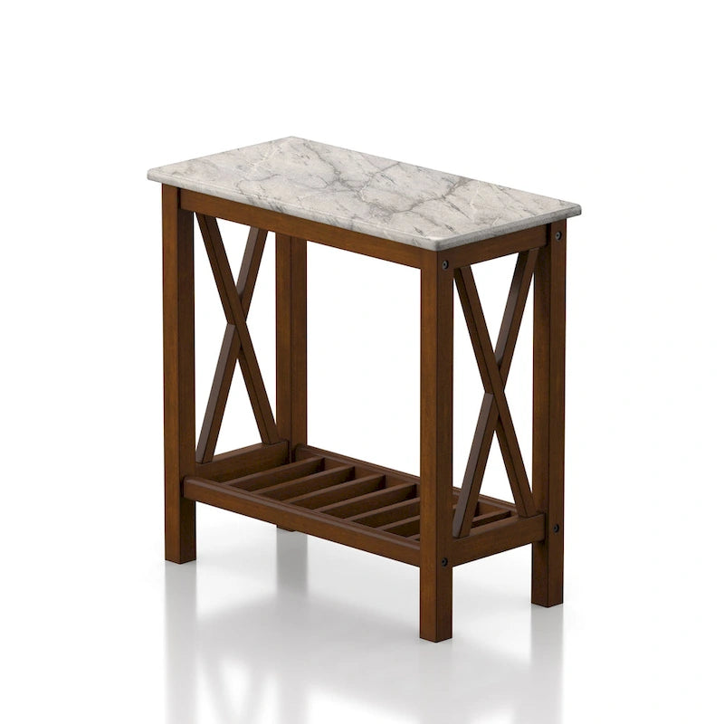 12-inch Faux Marble 1-Shelf Side Table