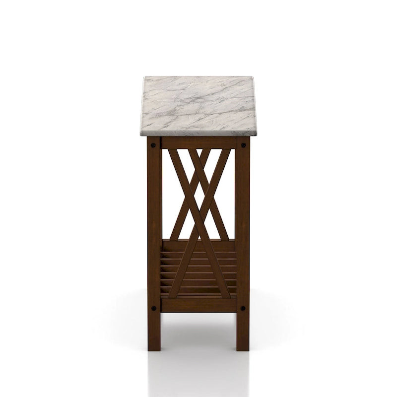 12-inch Faux Marble 1-Shelf Side Table