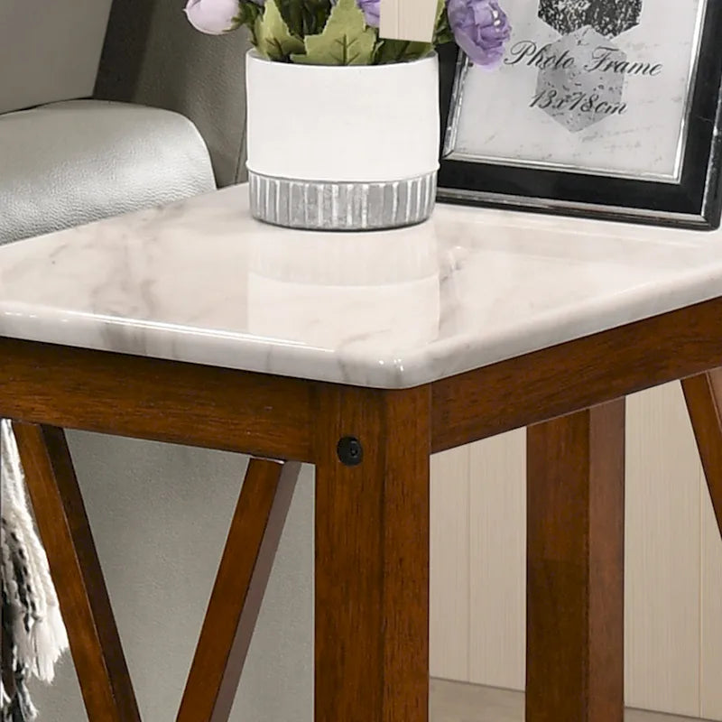 12-inch Faux Marble 1-Shelf Side Table