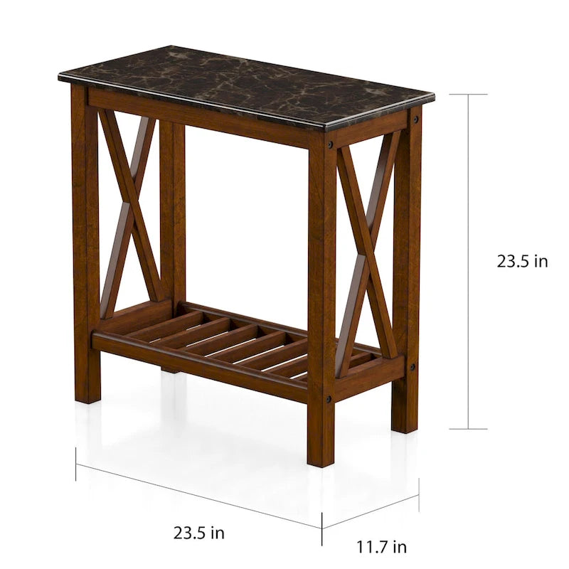 12-inch Faux Marble 1-Shelf Side Table