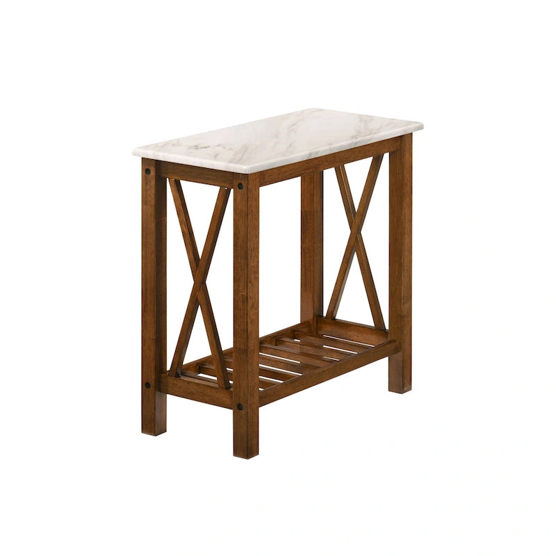 12-inch Faux Marble 1-Shelf Side Table