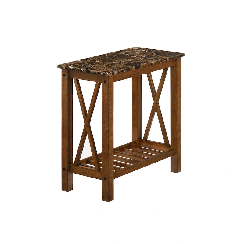 12-inch Faux Marble 1-Shelf Side Table