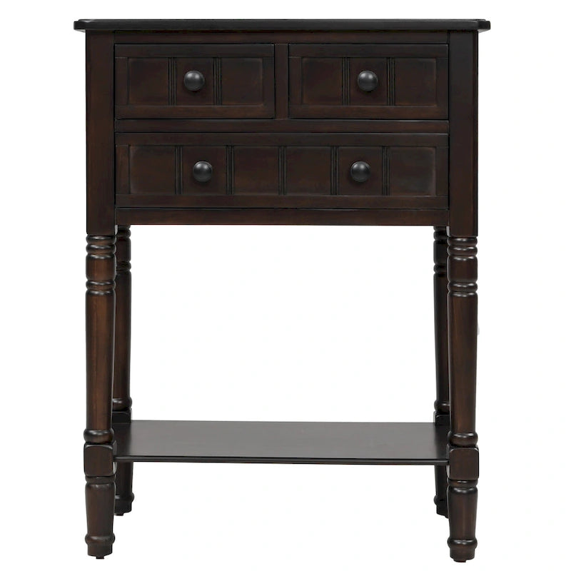 Narrow Console Table with 3 Drawers and Shelf