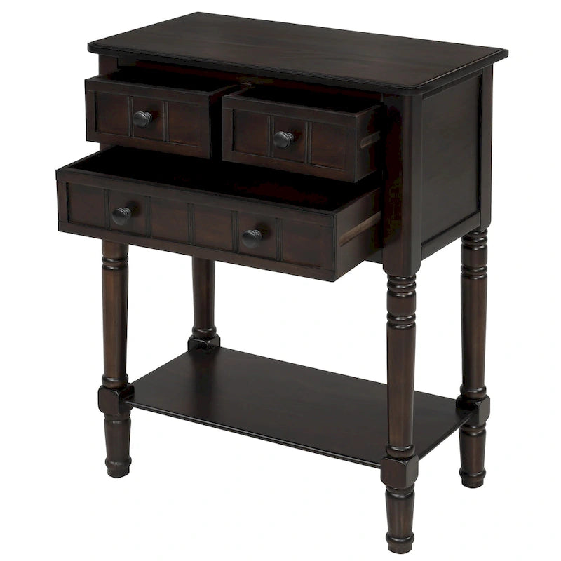 Narrow Console Table with 3 Drawers and Shelf