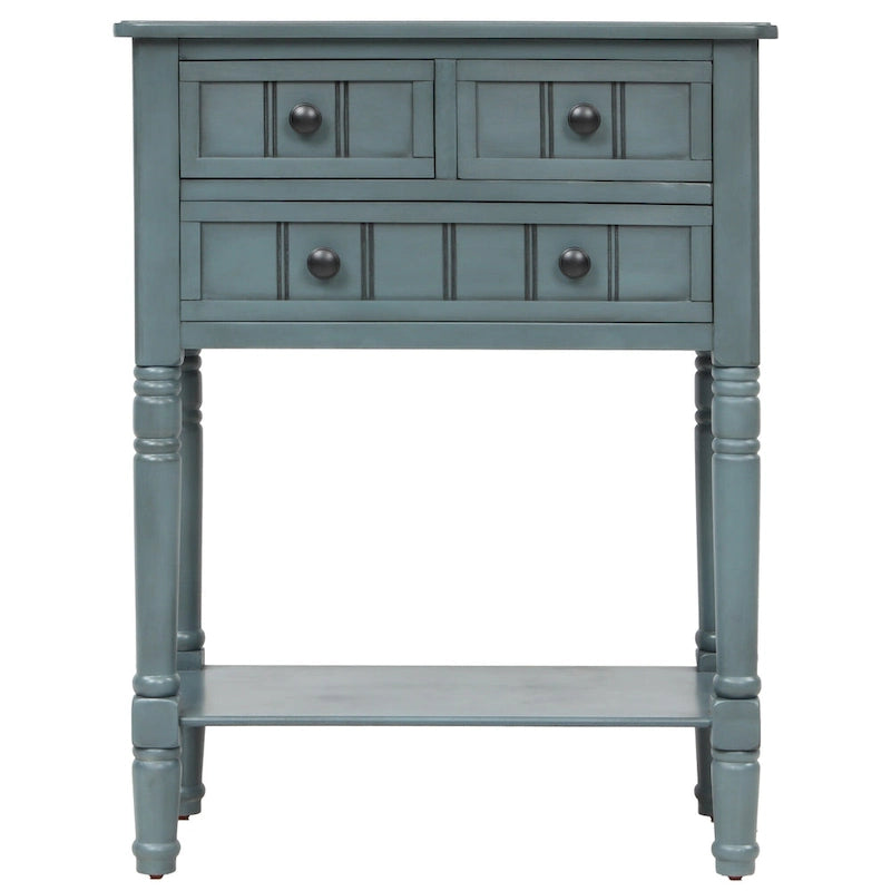 Narrow Console Table with 3 Drawers and Shelf