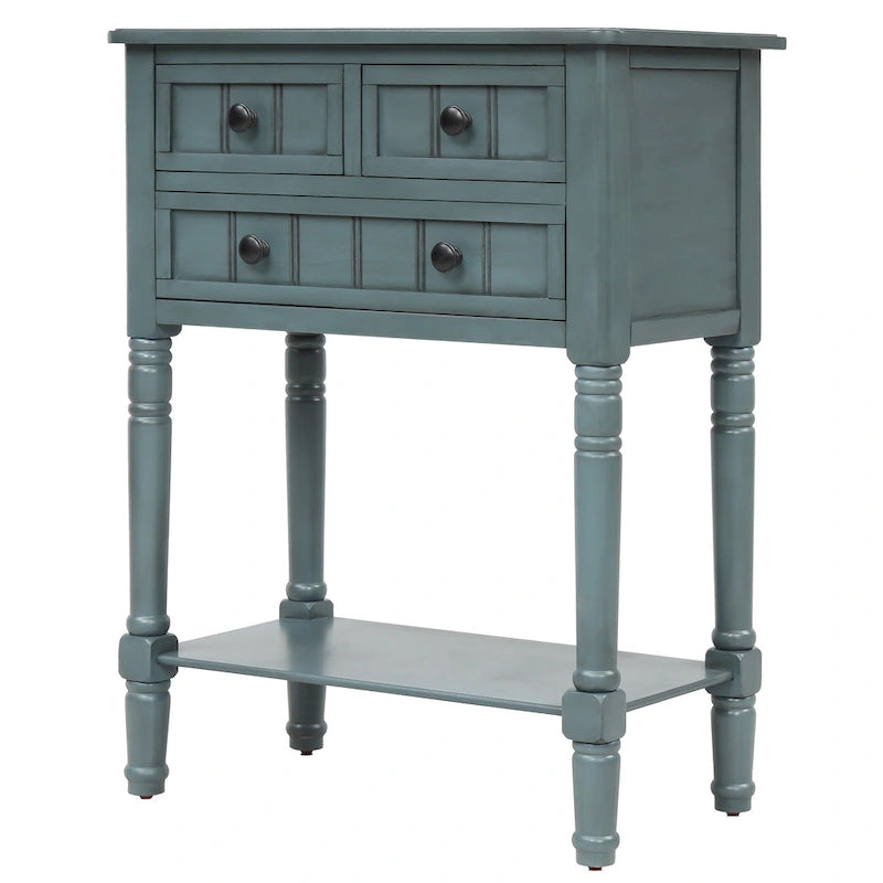 Narrow Console Table with 3 Drawers and Shelf