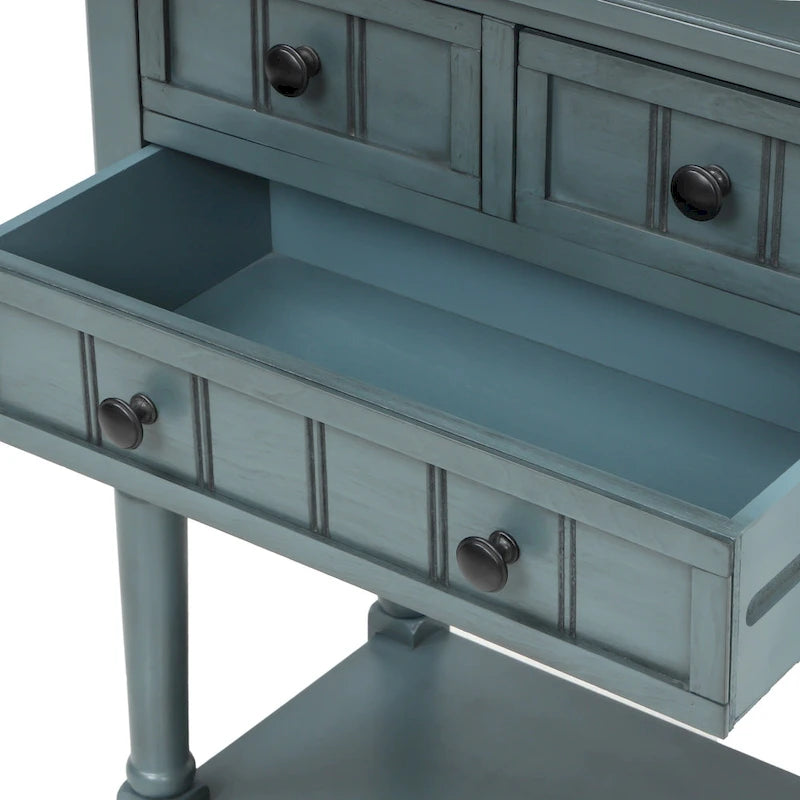 Narrow Console Table with 3 Drawers and Shelf