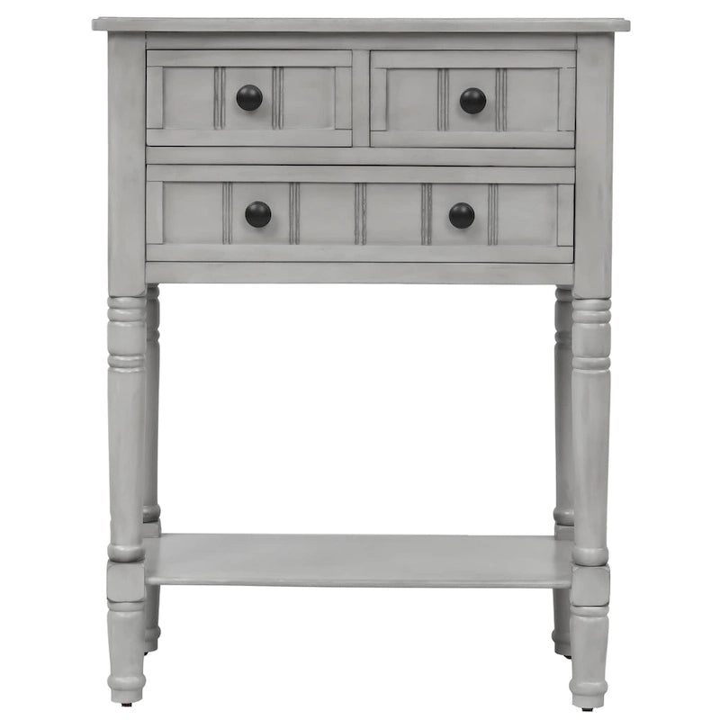 Narrow Console Table with 3 Drawers and Shelf