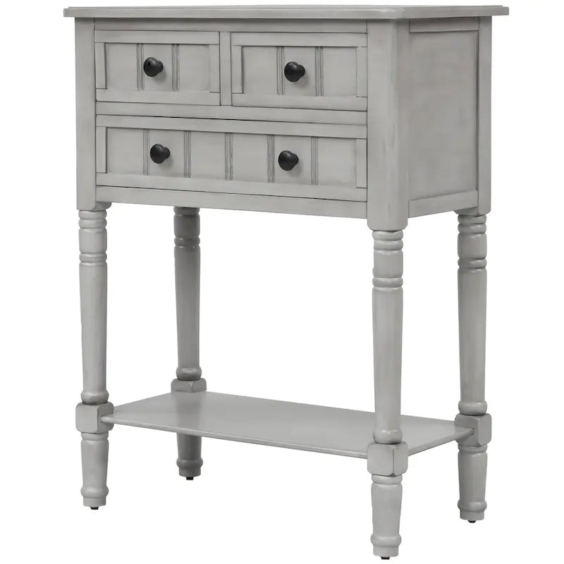 Narrow Console Table with 3 Drawers and Shelf