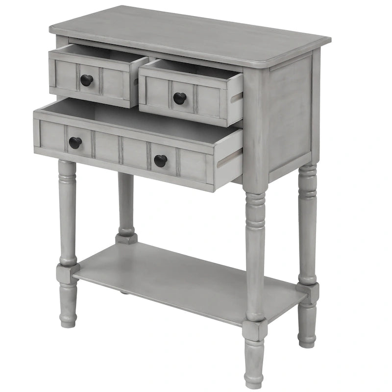 Narrow Console Table with 3 Drawers and Shelf