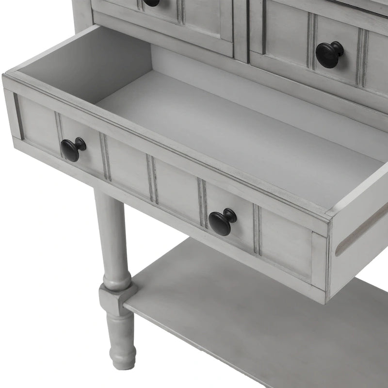 Narrow Console Table with 3 Drawers and Shelf
