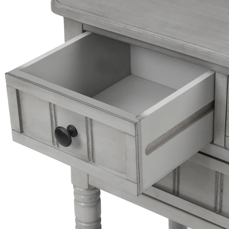 Narrow Console Table with 3 Drawers and Shelf