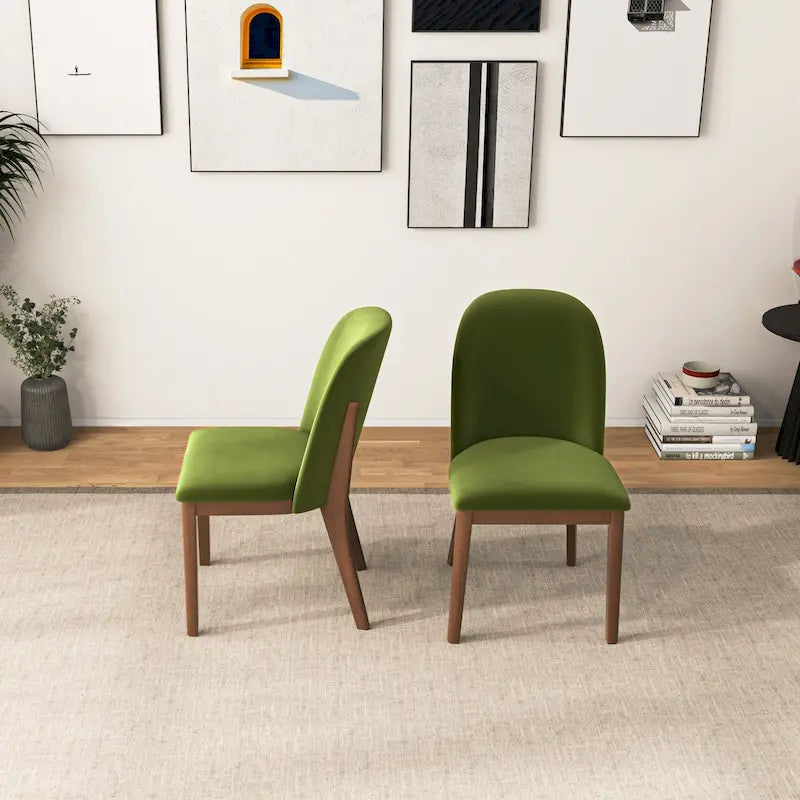 Mid Century Modern Linen/Velvet Dining Chair ( of 2)