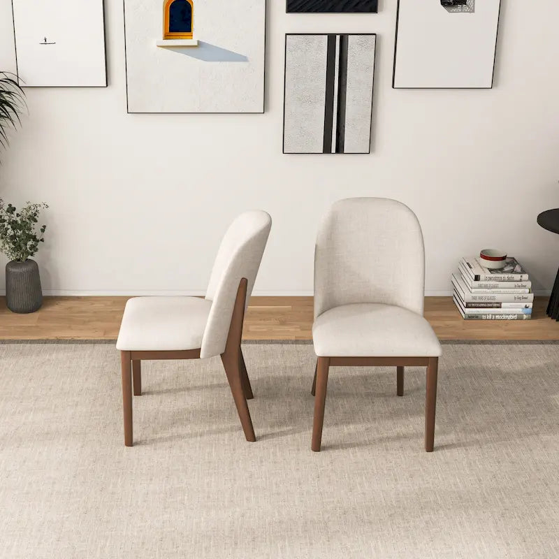 Mid Century Modern Linen/Velvet Dining Chair ( of 2)