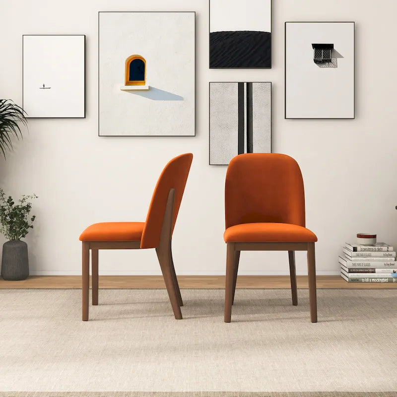 Mid Century Modern Linen/Velvet Dining Chair ( of 2)