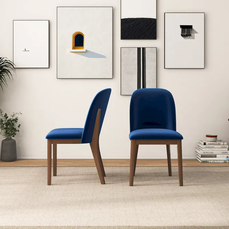 Mid Century Modern Linen/Velvet Dining Chair ( of 2)