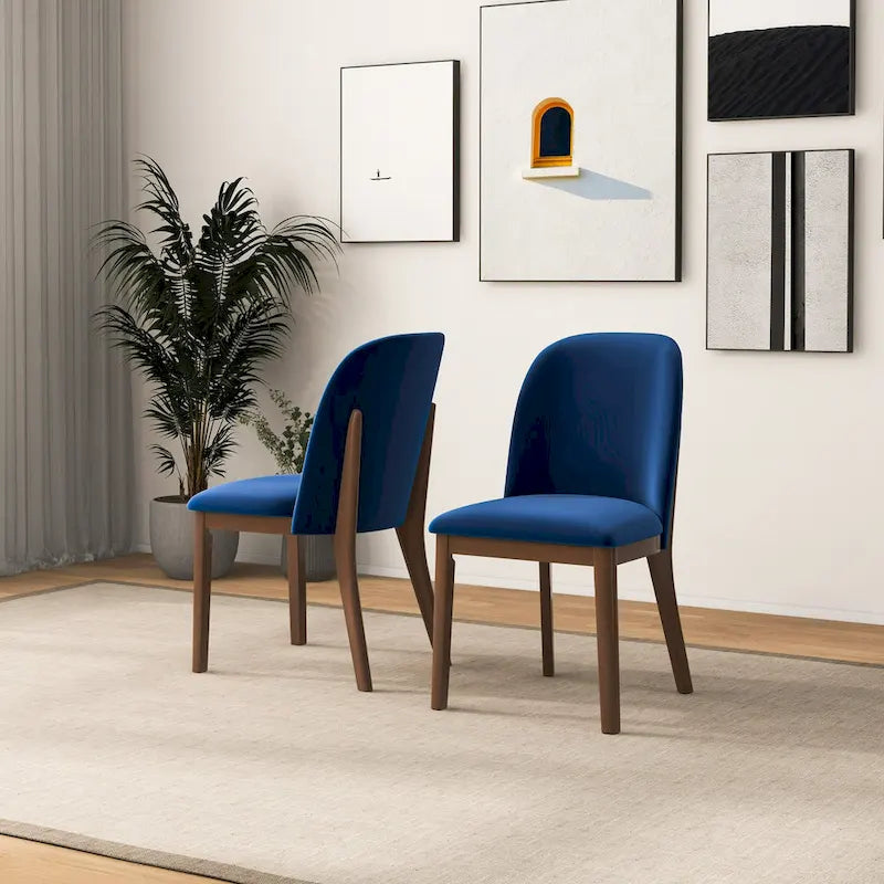 Mid Century Modern Linen/Velvet Dining Chair ( of 2)