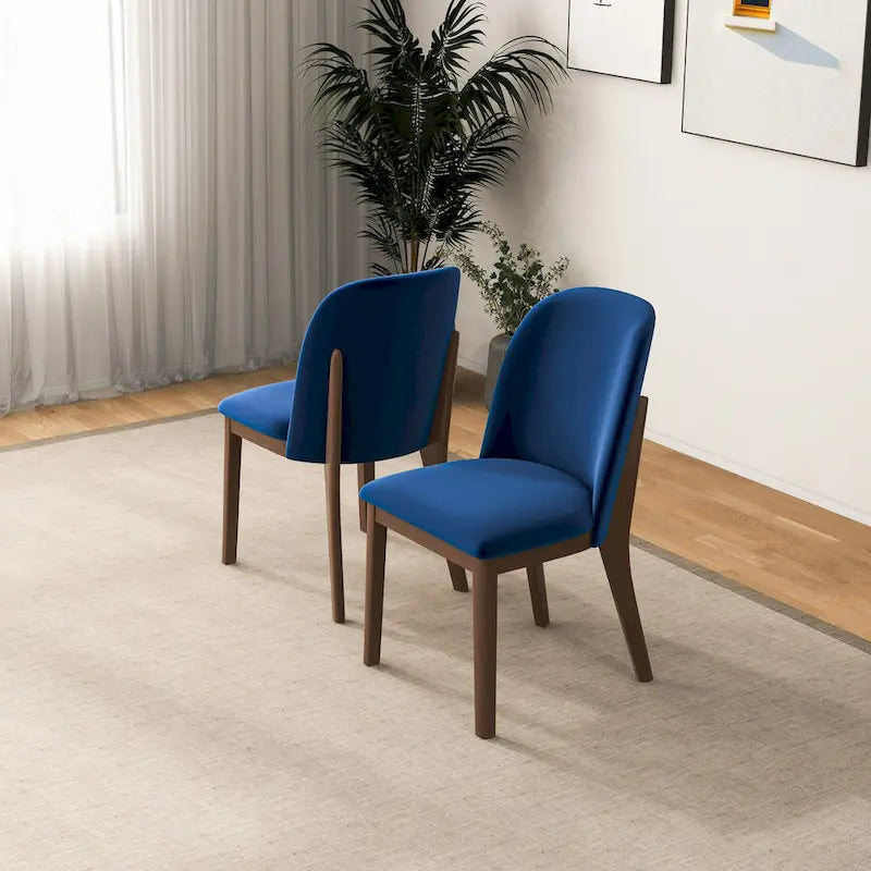 Mid Century Modern Linen/Velvet Dining Chair ( of 2)
