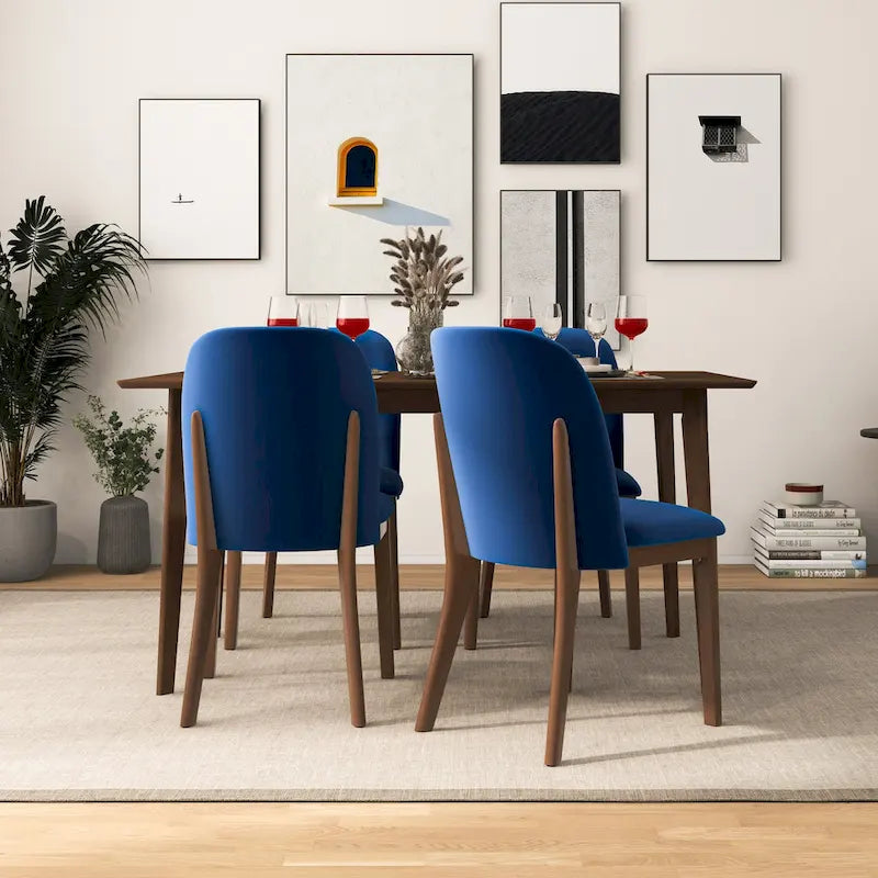 Mid Century Modern Linen/Velvet Dining Chair ( of 2)