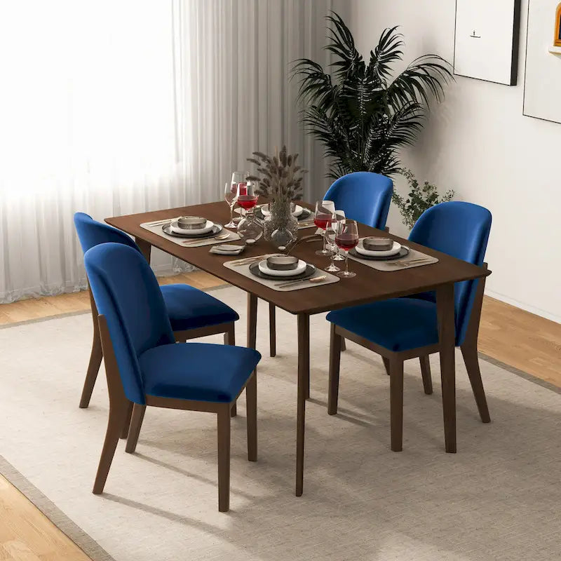 Mid Century Modern Linen/Velvet Dining Chair ( of 2)