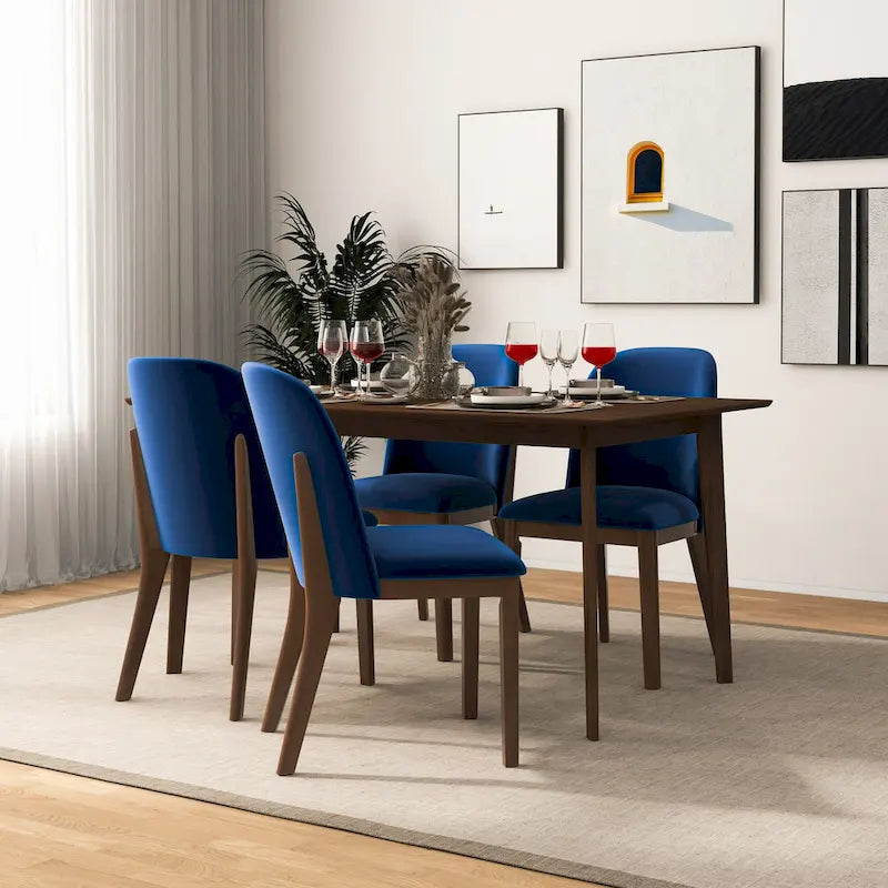 Mid Century Modern Linen/Velvet Dining Chair ( of 2)