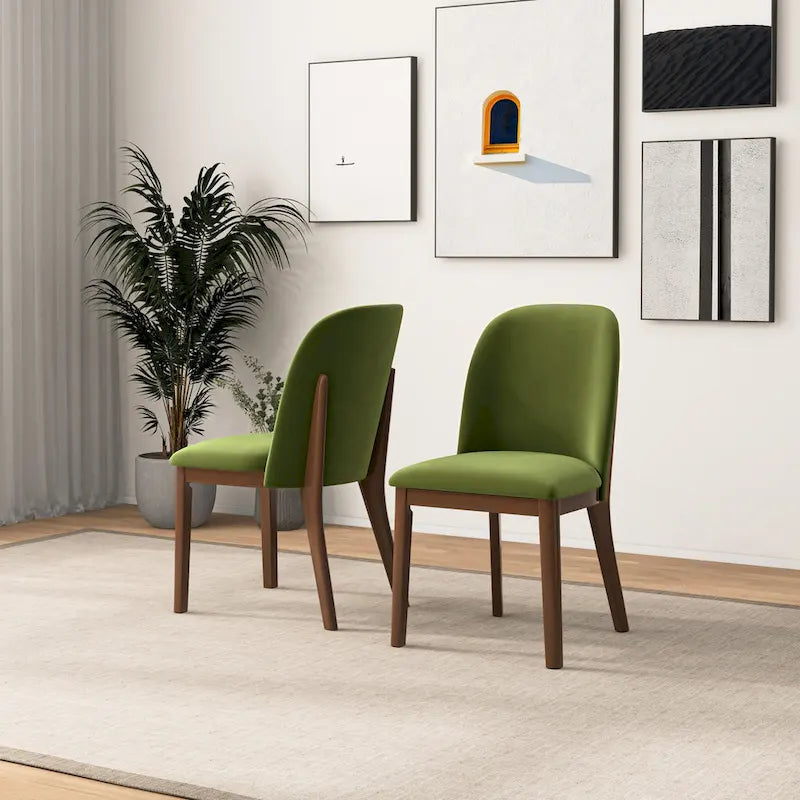 Mid Century Modern Linen/Velvet Dining Chair ( of 2)