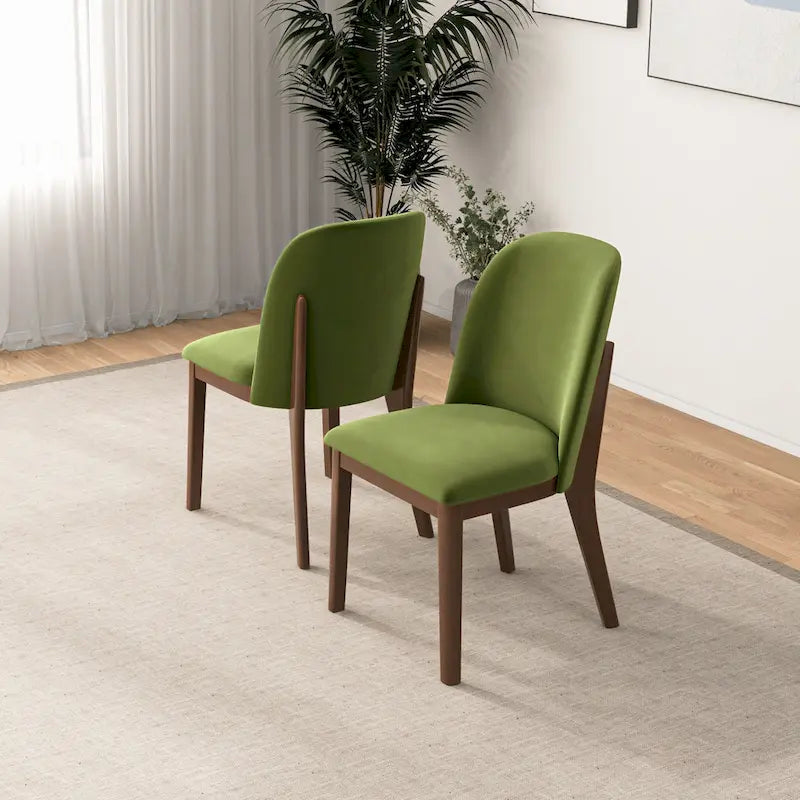 Mid Century Modern Linen/Velvet Dining Chair ( of 2)