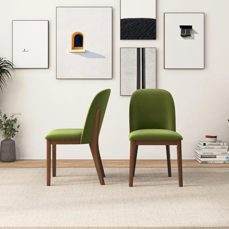 Mid Century Modern Linen/Velvet Dining Chair ( of 2)