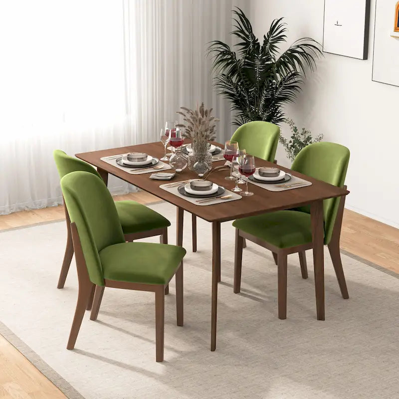 Mid Century Modern Linen/Velvet Dining Chair ( of 2)