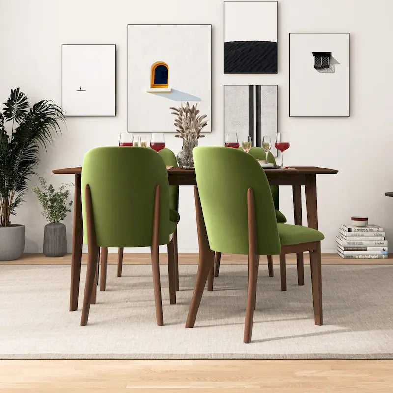 Mid Century Modern Linen/Velvet Dining Chair ( of 2)
