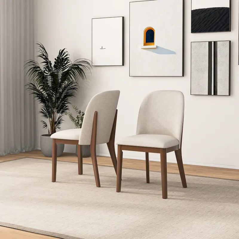 Mid Century Modern Linen/Velvet Dining Chair ( of 2)