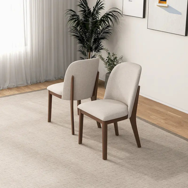Mid Century Modern Linen/Velvet Dining Chair ( of 2)