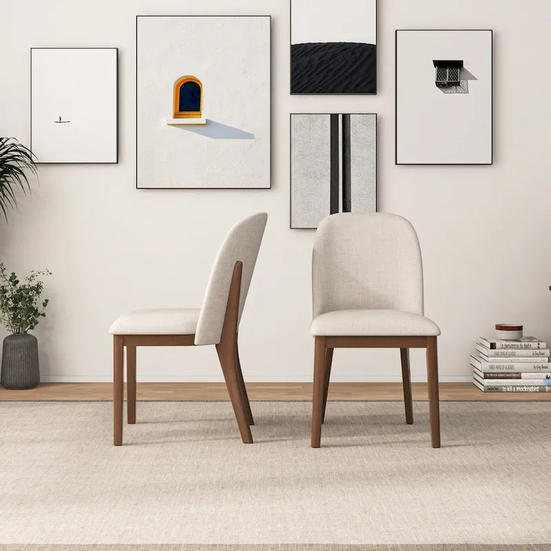 Mid Century Modern Linen/Velvet Dining Chair ( of 2)