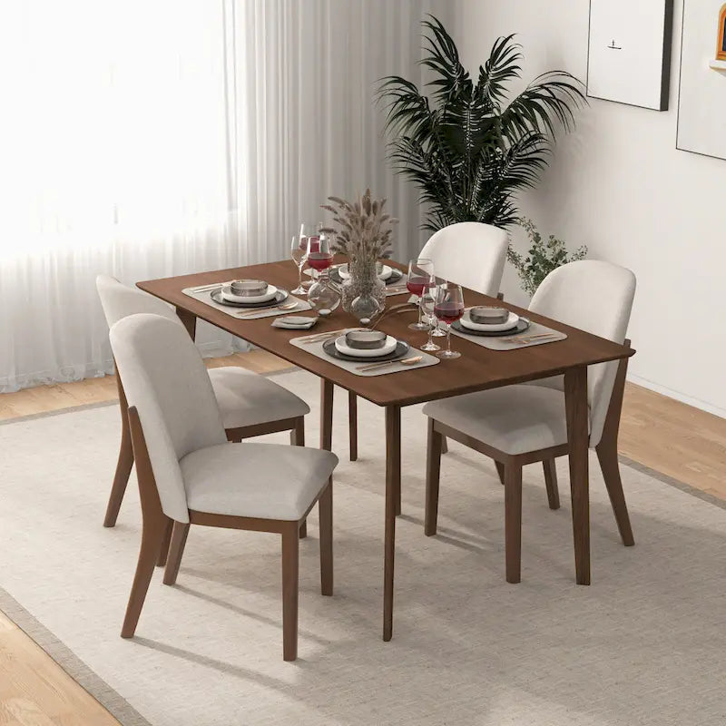 Mid Century Modern Linen/Velvet Dining Chair ( of 2)