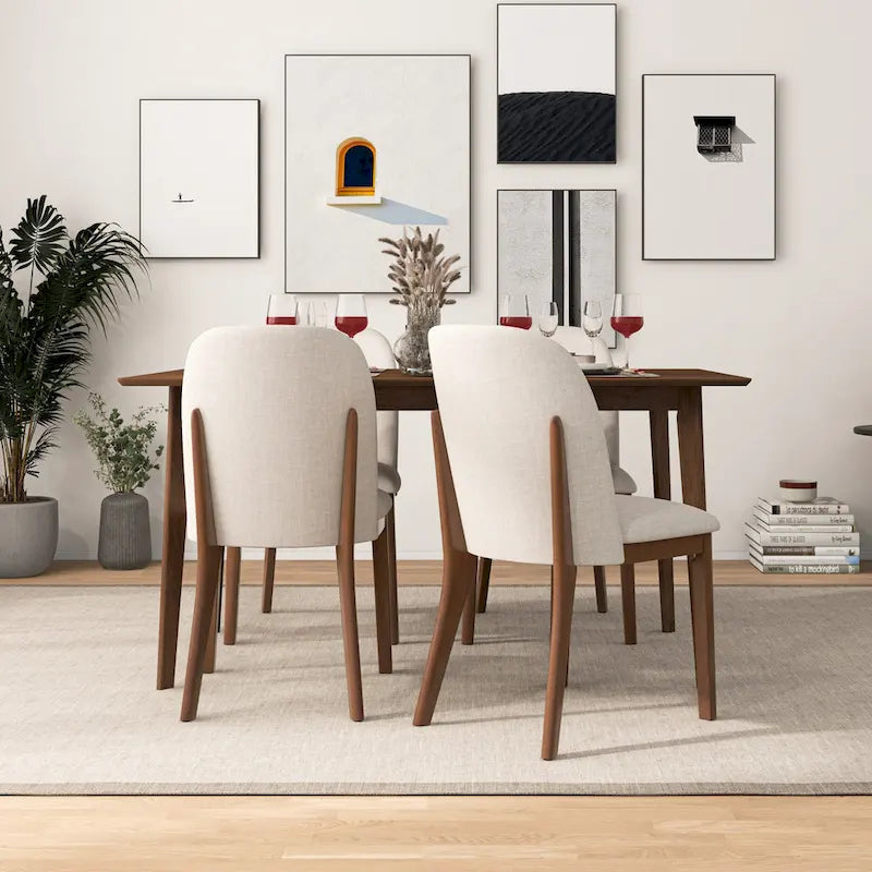 Mid Century Modern Linen/Velvet Dining Chair ( of 2)