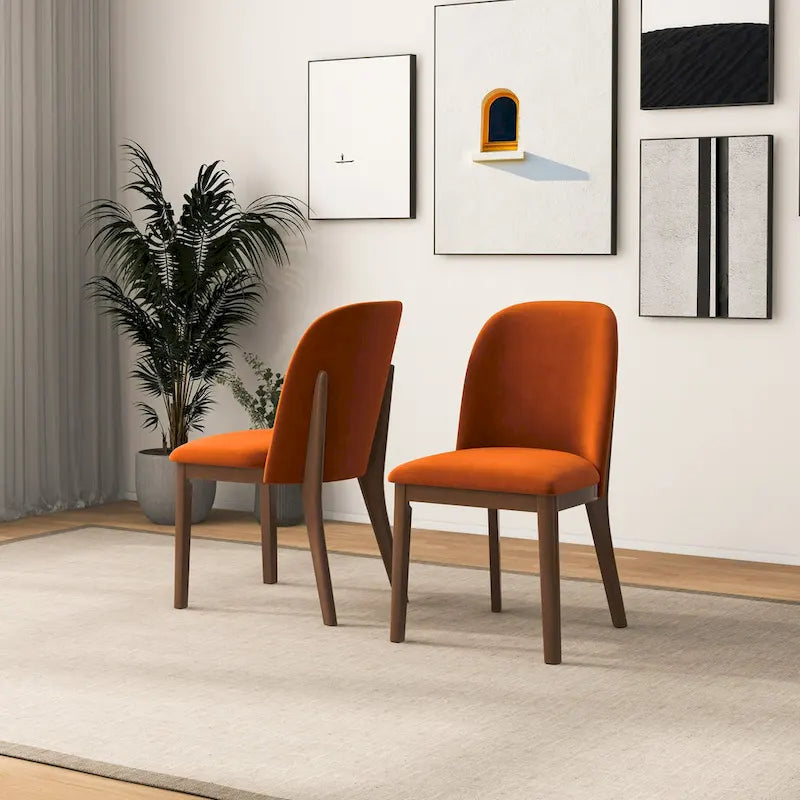Mid Century Modern Linen/Velvet Dining Chair ( of 2)