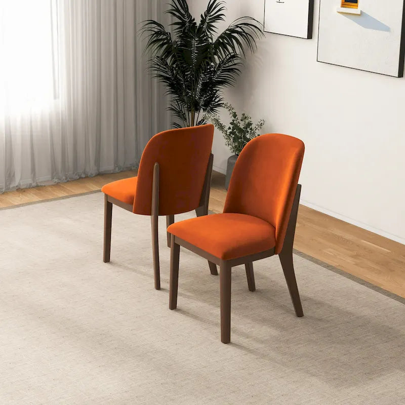 Mid Century Modern Linen/Velvet Dining Chair ( of 2)